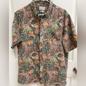 Weatherproof Men's Floral Casual Button Down Shirt - Green and Orange